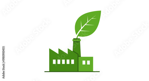 Green factory with leaf chimney stack.