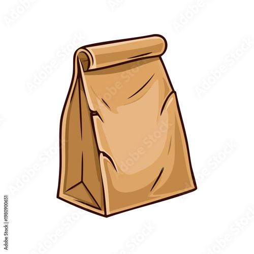 Simple brown paper lunch bag with a folded top opening and textured sides