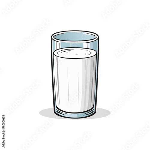 Clear glass filled with fresh white milk, a healthy beverage for refreshment.