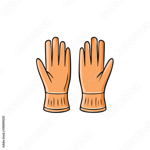 Pair of Orange Latex Gloves for Cleaning Protection and Household Chores