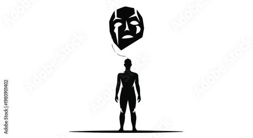 man thinking face mask drama concept