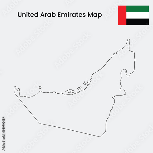 A detailed map of the United Arab Emirates with its flag