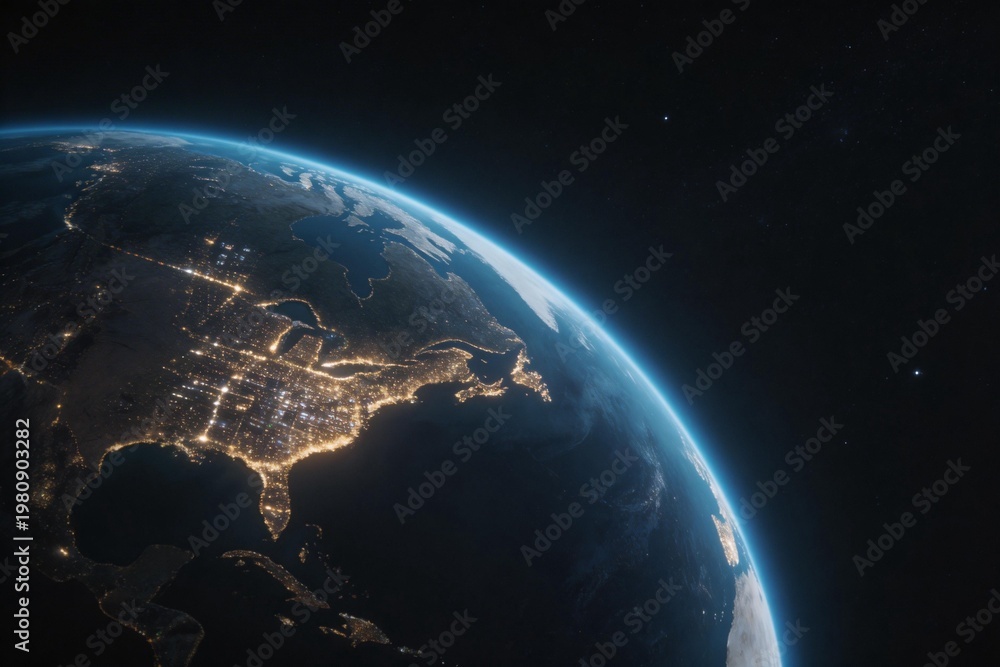 Obraz premium Earth from space at night