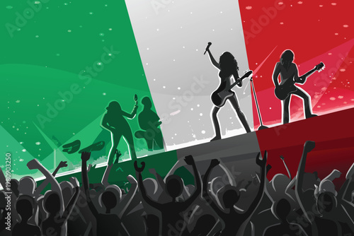 Song Crowd Explosion Scene Vector Illustrat
