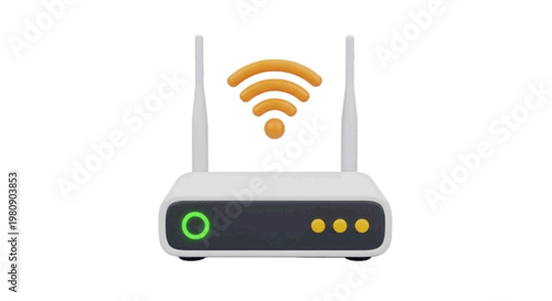 Vector illustration of wireless router with wifi signal icon on a transparent background