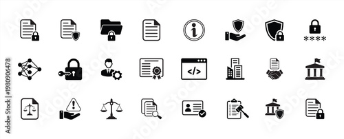 Privacy Policy and Data Protection Icon Set