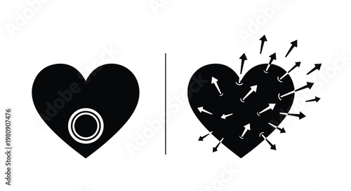 heart with arrows, love and pain concept