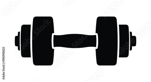 A black dumbbell illustration simple design isolated on white a striking silhouette