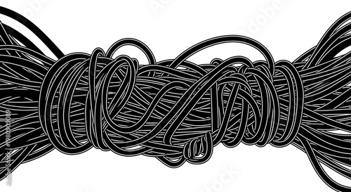 Tangled mess of black wires.