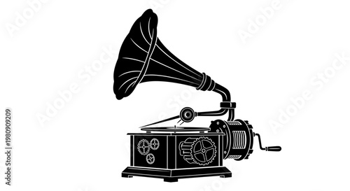Vintage Gramophone Music Player Device.