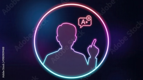 Digital Persona Silhouette Achieving Excellence with A Plus Grade Neon Light Concept of Superior