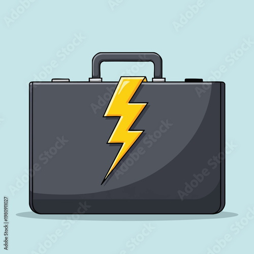 Electricity Power Backup Concept with Briefcase and Lightning Bolt