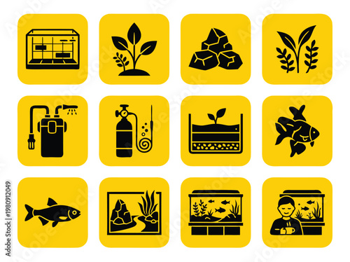 Aquarium and Aquatic Life Icons.