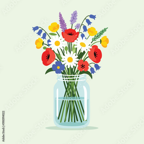 Colorful Flower Arrangement in a Glass Vase for Home Decor and Celebrations