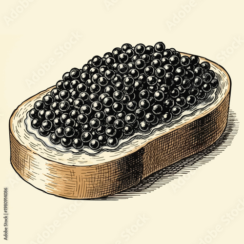 Close up of Fresh Black Caviar on a Wooden Serving Dish for Gourmet Cuisine