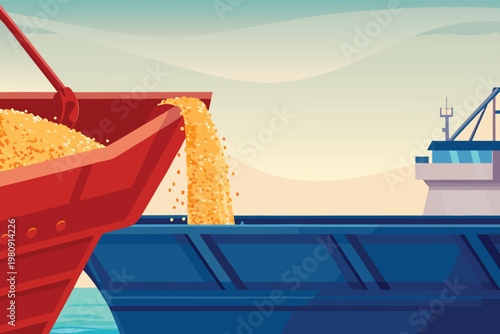 Loading Bulk Goods Scene Vector Illustration of g