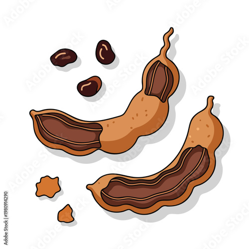 Fresh Whole and Split Vanilla Bean Sticks with Seeds and Coffee Beans