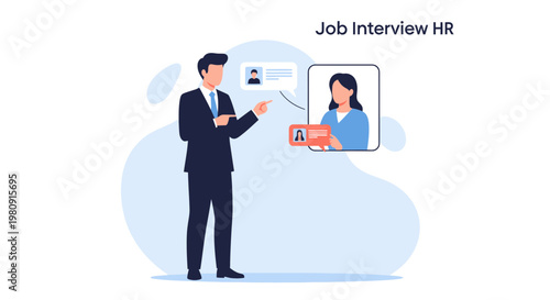 HR manager pointing at candidate profile for job interview, recruitment process