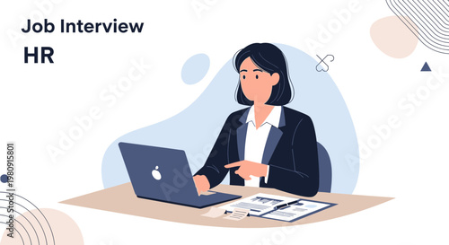 HR professional conducting job interview on laptop, business meeting concept