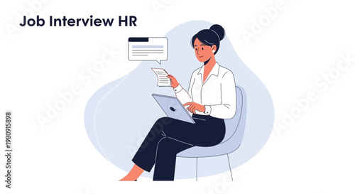 HR professional conducting job interview with laptop and documents