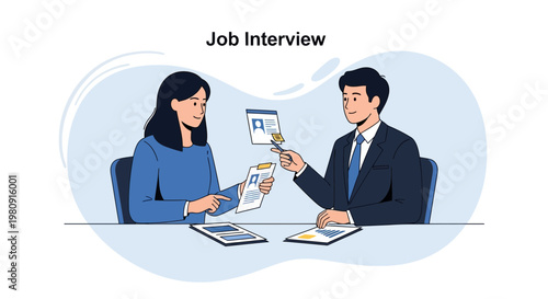 Job Interview: Candidate and Recruiter Discussing Resume and CV
