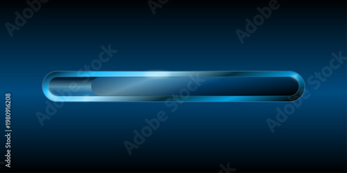 UI buttons pack. Modern futuristic search panel button with smooth horizontal shape and blue metallic glow. Ideal for search bars and navigation interfaces. 