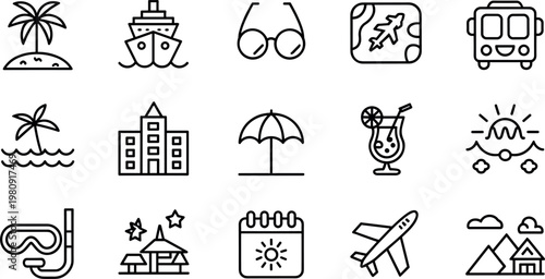 Technology and user interface icon set featuring software code settings profile data and digital system outline vector symbols