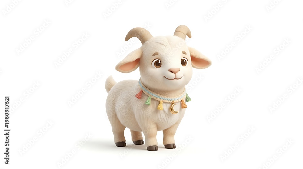 Fototapeta premium Cartoon goat illustration on a white background cheerful animal concept design