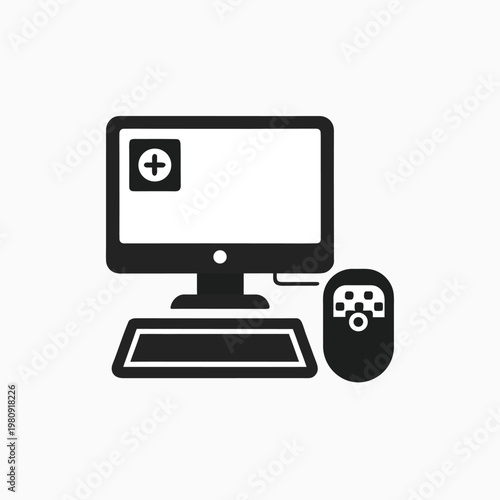 desktop computer with game controller icon
