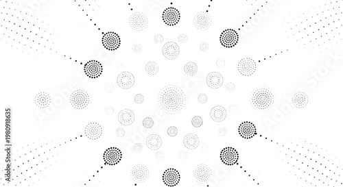 Dots geometric pattern with concentric circles and scattered points featuring abstract, design, minimalist with modern and artistic elements for