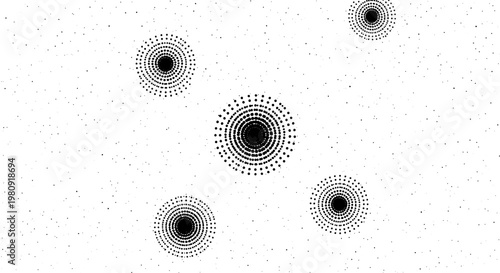 Dots pattern with concentric circles and black dots on white background featuring abstract, design, minimalist with geometric and art elements for