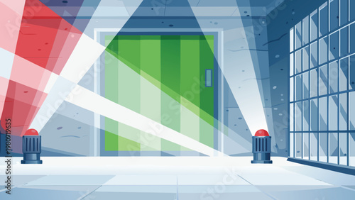 Prison Alarm Emergency Scene Vector Illustration