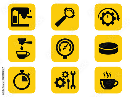 Coffee Machine Icons Set.