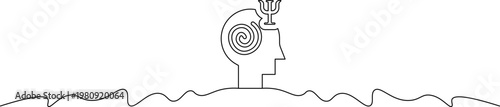 A minimalist line drawing of a human head with a snail on top, symbolizing creativity and mental growth.