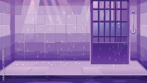 Prison Shower Room Scene Vector Illustration of c