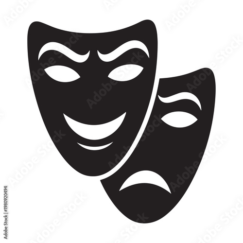 Vector illustration of happy and sad theatre masks with emotions performance illustration entertainment representation abstract stylized