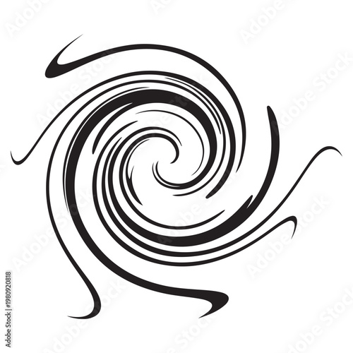 Abstract black spiral swirl vector illustration for dynamic motion and energy design