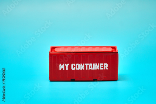 Red Cargo Container on Blue Background - Logistics Concept