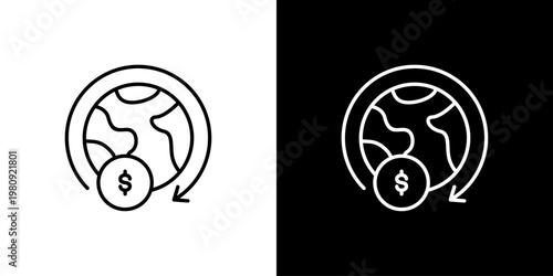 Global Economy Icon Sheet Black And White