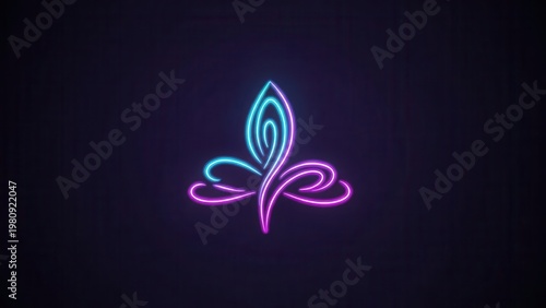 Vibrant neon artistic glow illuminates an abstract natural form against a dark nocturnal backdrop