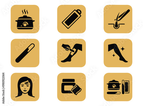 Beauty and Hair Removal Icons Set.