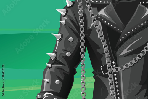 Punk Fashion Close up Scene Vector Illustration o