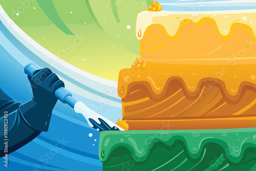Quality Control Checking Cakes Scene Vector Illus