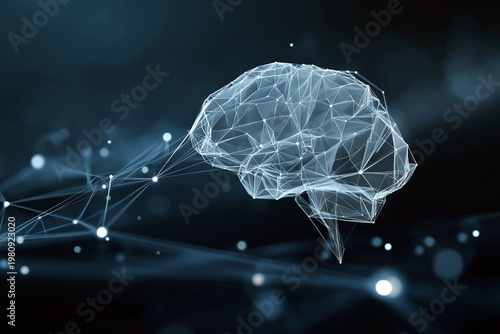 Abstract digital brain made of glowing network connections symbolizing artificial intelligence, neural activity, and advanced data systems on a dark background