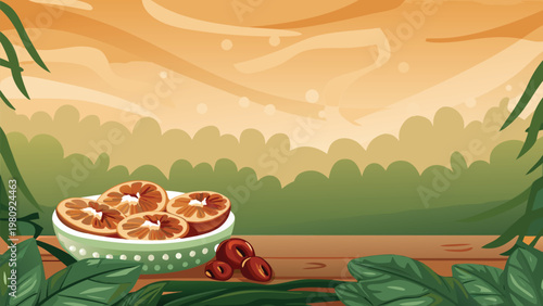 Seamless Artisan Food Pattern Scene Vector Illust