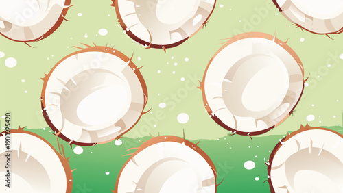 Seamless Dried Coconut Slice Pattern Scene Vector