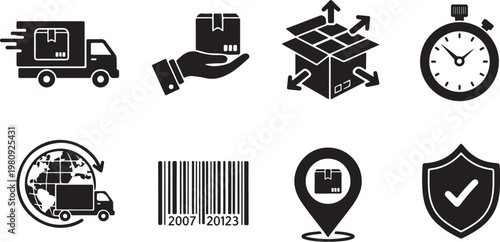 Logistics and shipping icons for business and delivery services