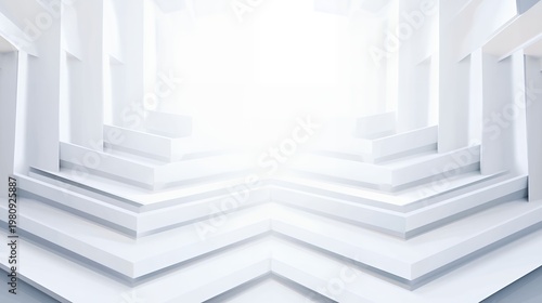 White futuristic minimalist architectural interior with no people