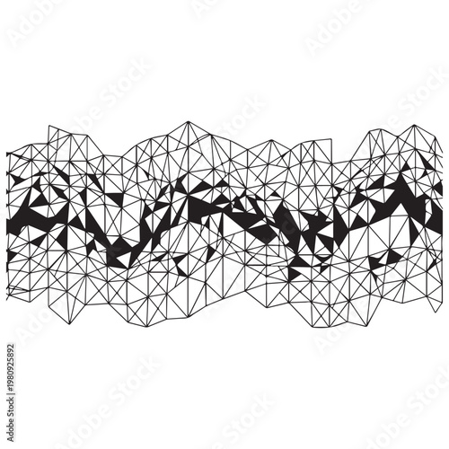 Abstract black and white geometric low poly mesh vector illustration for technology and data background design