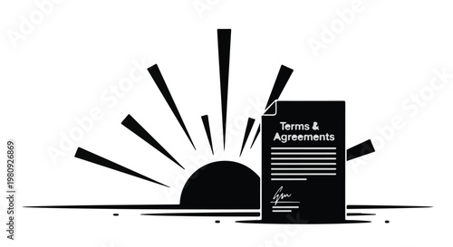 terms and conditions document with sunburst